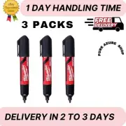 (3-Pack) INKZALL Black Large Chisel Tip Jobsite Permanent Marker