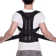 Plus Size Adjustable Posture Corrector Scoliosis Back Brace Spine Support Corset Shoulder Neck Clavicle Support Alloy Bar Posture Trainer Full Back Support Belt for Men and Women (Color : Black, Siz
