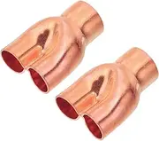 uxcell 1" x 3/4" x 3/4" ID Tee Y Type Copper Fitting, 2 Pcs Welding Joint Split Union Intersection for HVAC, Air Conditioning Refrigeration System