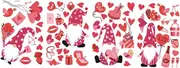 Cabilock Valentine's Day Gnome Window Clings Self Adhesive Glass Decal for Home Decor Easy Peel Stick Design Removable Party Decoration for Windows Doors and Walls