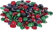[REAL-GEMS] Natural Loose Ruby, Emerald & Sapphire 100 Ct. Approx - Lot of 7 PCS Faceted Loose Gemstones for Jewelry