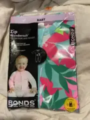 Bonds Zip Wondersuit Bright Green Floral Sz 00 Bnip Free Post (acc362)