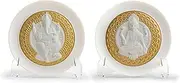 [LLADRÓ] Goddes Lakshmi and Lord Ganesha Decorative Plates Set. Golden Lustre. Porcelain Plates.