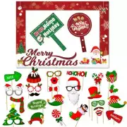 Christmas Photo Booth Props Kit, 32PCS Photo Props with Large Photo Booth Fra...