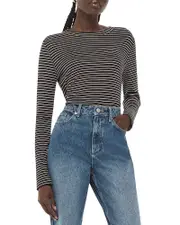 Whistles Essential Slim Striped Crewneck Top