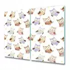 Glass Induction Ceramic Hob Cover Owls Fairy tale Pastel Watercolour 2x30x52