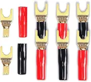 Byttlerom Y Plug Spade Connector for Speaker Wire,8 Pcs Y Spade Plug 45 Degree Gold Plated U Fork Spade Plug Connector