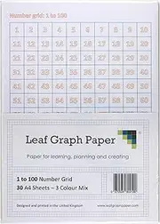 A4 Number Grid Pack - 1 to 100 Number Square - 30 Loose-Leaf Sheets