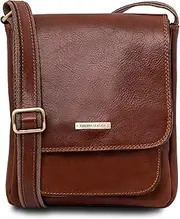 [Tuscany Leather] Jimmy Crossbody Bag for Men with Front Pocket Brown