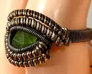Ring Emerald Copper Wrapped Natural Stone Size 8 R-231