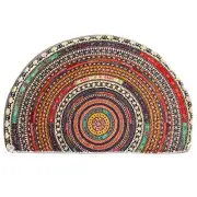 Half Round Door Mat,Semi Circle Bathroom Floor Rug,Mandala Boho Bohemian Non