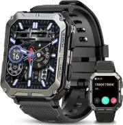 Military Smart Watch for Men(Answer /Make Call)Rugged Heart Rate Fitness Tracker
