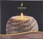 Luminara Candle Brown Basket Weave Globe Ball Flameless Globe Timer 4.25" NEW