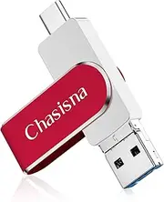 Chasisna 256GB Phone Memory Stick, 3-in-1 Memory Stick for Phone, Pad, PC and Android, USB Stick with iOS, Type-C and USB Connection (Red)