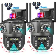2PCS 3 Lens HD 9MP WiFi IP Camera Wireless Outdoor CCTV PTZ Home Security IR Cam