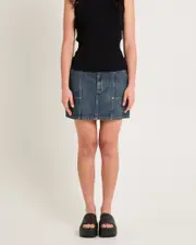 Worker Denim Mini Skirt