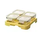 NEW GLASSLOCK 4 PIECE BABY FOOD CONTAINER SET WITH TRAY SQUARE Tempered Glass