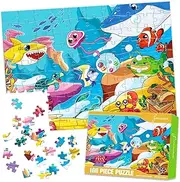 fishwisdom 100 Piece Jigsaw Puzzle for Kids for Children Colorful Ocean 4-8 Years