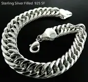 Necklace Chain Bracelets Real 925 Sterling Silver Filled Solid Curb Chain