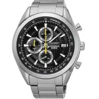 在飛比找Yahoo!奇摩拍賣優惠-【金台鐘錶】SEIKO 精工 不鏽鋼錶帶 三眼計時男錶 防水