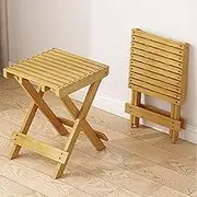 Small Foot Stool, Foldable Wood Stool 16in High, Portable Collapsible Wood Stool Folding, Fishing Stools Shower Stool Collapsible Kitchen Stool(Original Wood)