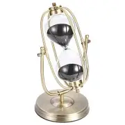 60 Minutes Hourglass Sand Timer, 360° Rotating Black Sand Clock, Metal Sand