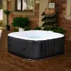 4 Person Inflatable Spa Tub 5'x5' Portable Outdoor Hot Tub Pool w Air Pump Black
