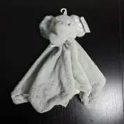 KELLYTOY Gray Plush Elephant Baby Security Blanket Lovey Rattle Bow Ribbons NEW