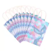 10Pcs Mermaid Tail Paper Gift Bags Mermaid Theme Party Candy Packaging Bag