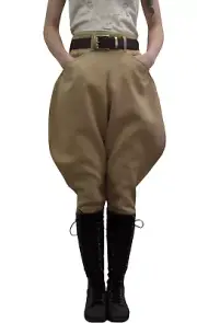 Women Khaki Horse Riding Breeches Polo Hinting Jodhpurs Baggy Trousers