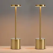 2 Pack Cordless Table Lamp, 4000mAh Rechargeable Touch Control Wireless Lamp with 3 Light Modes, Portable Battery Desk Table Light for Bedroom Outdoor Camping, Gold Modern Design (USB-C Fast Charging)