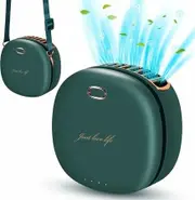 Mini Handheld Fan With Lanyard, USB Rechargeable necklace fan, Speed Adjustable Personal Portable Fan, Green