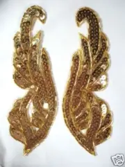 APPLIQUES GOLD MIRROR PAIR SEQUIN BEADED SEWING CRAFT SUPPLIES (0033)