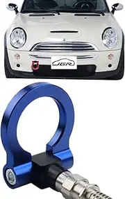 JGR Blue Front Bumper Tow Hook Bolt on Aluminum Sport Racing Accessories Tow Eye Hook Hinge Compatible with Mini Cooper R50 R51 R52 R53 R55 R56 R57 R58 R59 1st Gen & 2ed Gen