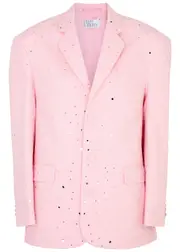 Giuseppe DI Morabito Crystal-embellished Cotton-blend Blazer - Light Pink - 42 (UK10 / S) 42 (UK10 / S)
