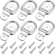 6 Pack D Ring Tie Down Anchors 1/4" Heavy Duty Iron Trailer Tie Down Hooks fo...