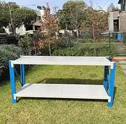 Steel Garage Work Bench | Industrial Workshop Workbench Racks | Studio Workbenches | Workstation Table 400kg (Blue Grey, 150(L) x60(W) x90(H) cm)