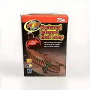 Zoo Med Nocturnal Infrared Heat Lamp Red 75w 24 Hour Heat Source Reptiles Birds