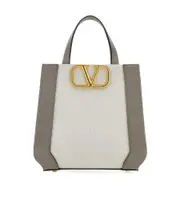 small VLogo Signature canvas tote bag One size White