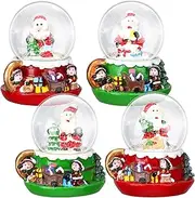 Suclain 4 Pcs 1.8 Inch Christmas Snow Globe Mini Santa Claus Water Globe Lightweight Winter Red Green Xmas Tree Crystal Balls for Home Christmas Holiday Desktop Decoration Gift