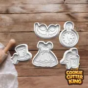 Alice in Wonderland Cookie Cutter Set with Embosser Stamps - Drink Me - Hat