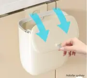 KITCHEN BATHROOM DOOR HANGING WASTE BIN RUBBISH BIN TRASH CAN SLIDE LID 8L