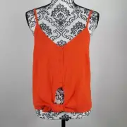 Topshop Orange Button & Tie Front Tank Top