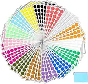 Pack of 2400 3/4" Round Color Coding Circle Dot Sticker Labels - 15 Assorted Colors, Bonus A5 Zipper File Bag Included for Easy Storage