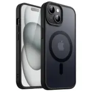 Case Clear Magnetic Shockproof Cover - For Apple iPhone 15 (Black)