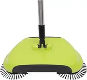 Luxshiny Multi Function Hand Sweeper Broom with Dustpan Trash Bin Manual Cleaning Tool for Home Rotating Floor Mop Green