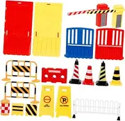 GARIOUANS 32pcs Miniature Traffic Sign Interactive Road Block for Educational Construction Scene Playset Enhance Parent Bonding Traffic Knowledge