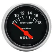 Autometer Sport-Comp Volt Meter Electric - 2 1/16 Inch, Short Sweep, 8 - 18V, AU3391