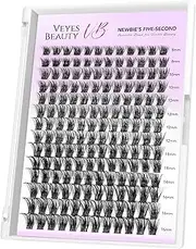[VEYESBEAUTY] Lash Clusters Individual Eyelash Extensions Thin & Invisible Band DIY False Eyelashes for Self-application Newbie's Five-Second Series Wispy Lash Tray, Bomb 8-16mm Mixed Length