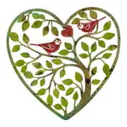 Willow & Silk Laser Cut Heart Tree of Life w/Red Birds Home Decor 45x0.65x45cm